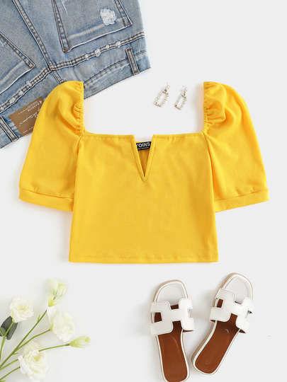 YOINS Square Neck Short Sleeves Tee