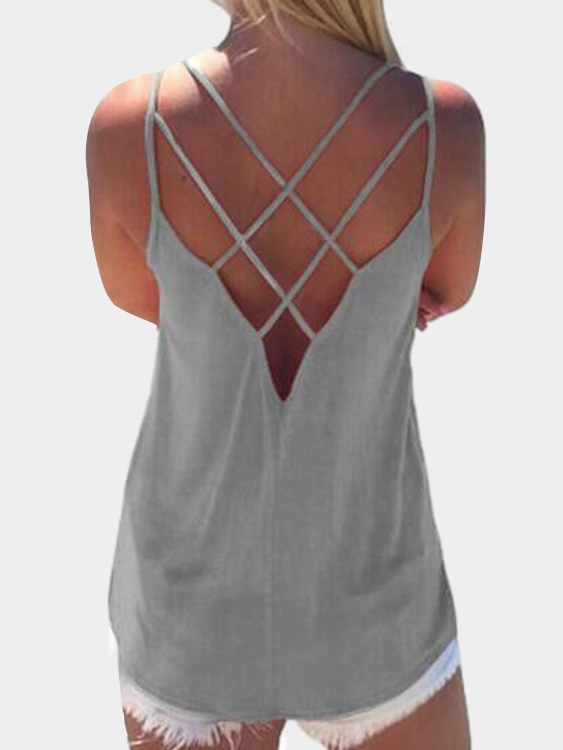 Grey Sleeveless Cross Front Top