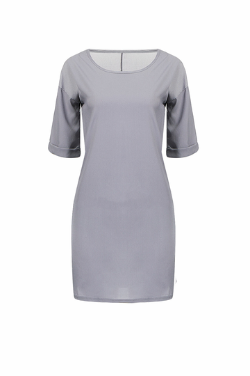 Longline T-shirt With Curled Sleeves