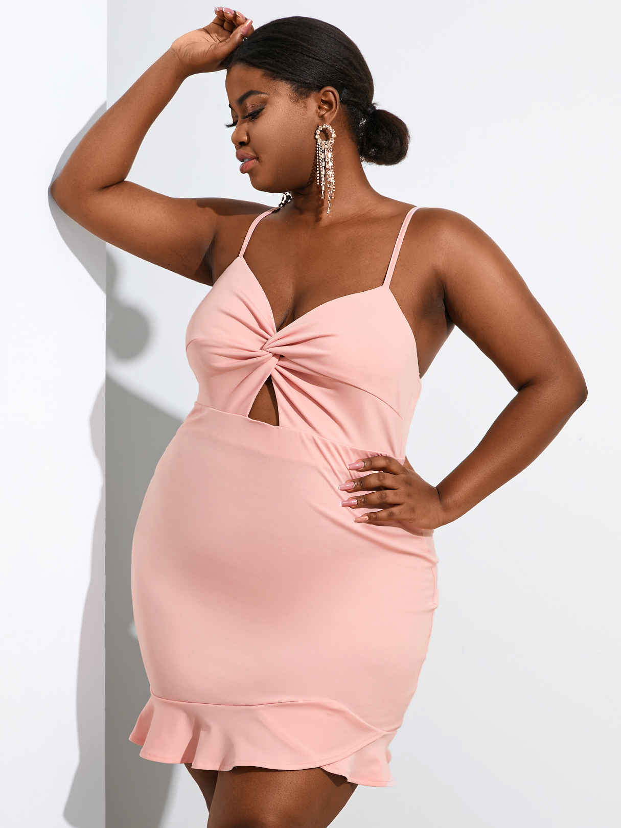 YOINS Plus Size Spaghetti Twist Sleeveless Mini Dress