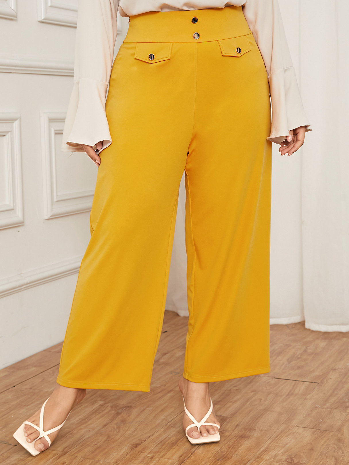 YOINS Plus Size Button Design Pants