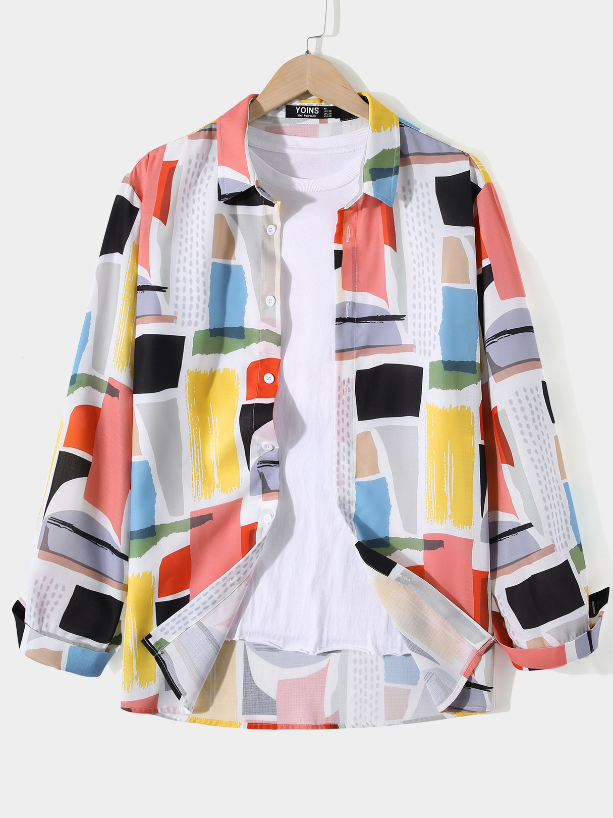 Men Colorful Irregular Graphic Print Shirt