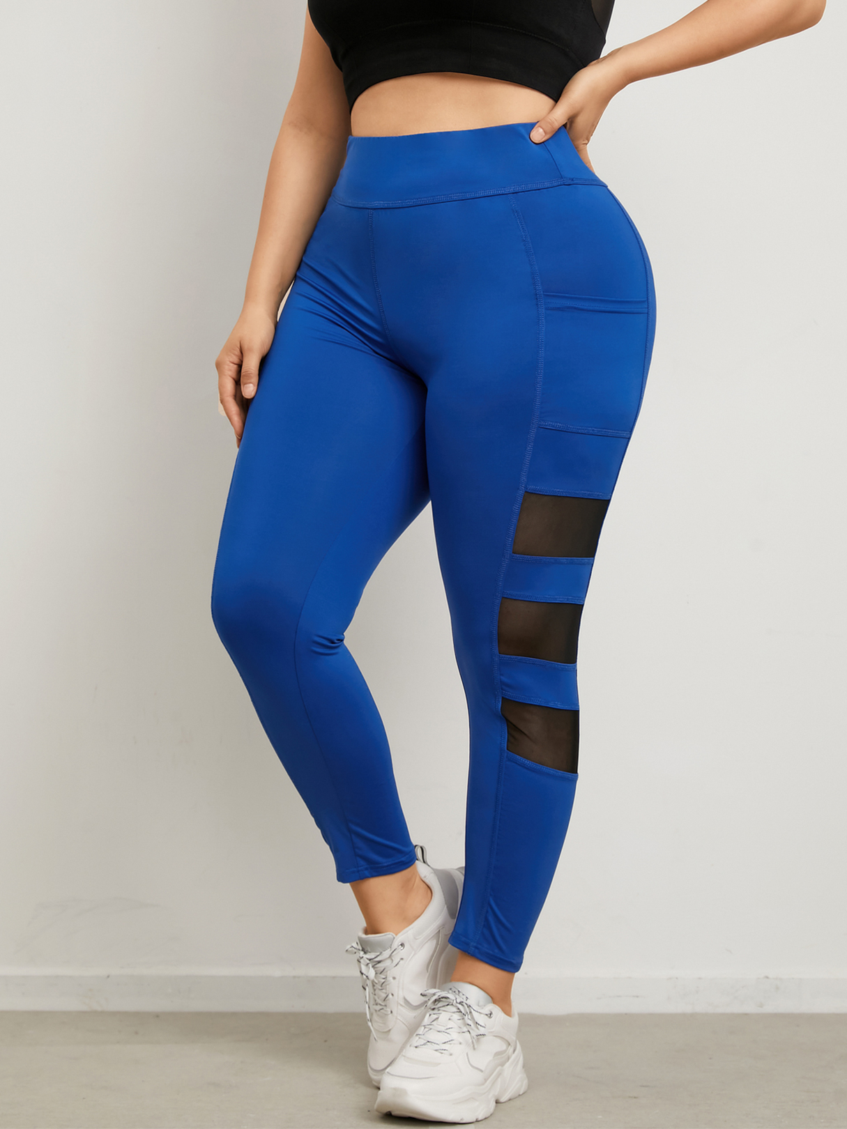 YOINS Plus Size Mesh Patchwork Design Pocket Leggings