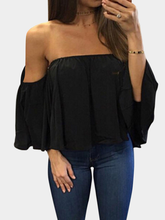 Black Sexy Off Shoulder Loose Fit Blouse