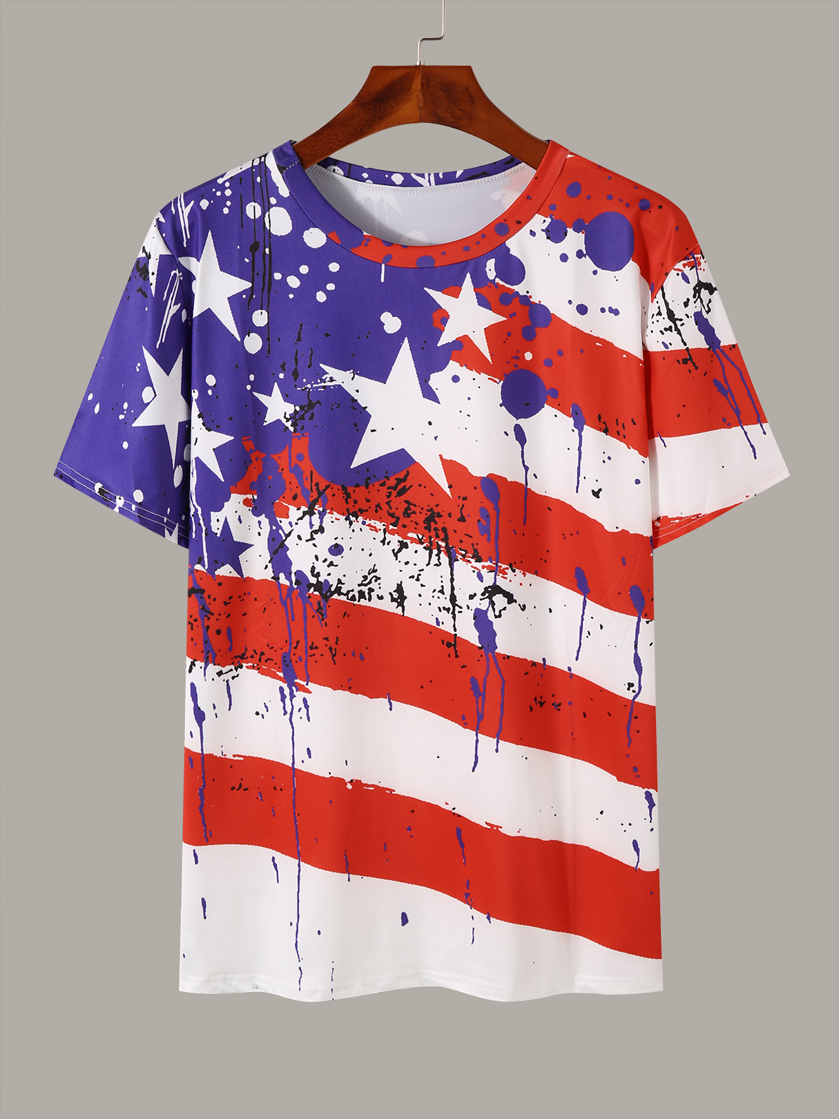 Men Independence Day Striped Star Print T-Shirt