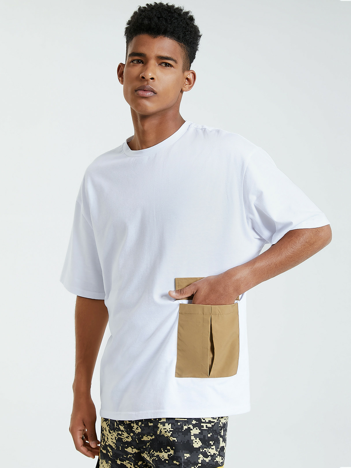 BASICS Men Casual Plain Pocket T-Shirt