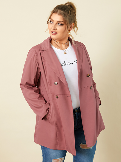 YOINS Plus Size Lapel Collar Side Pockets Long Sleeves Blazer
