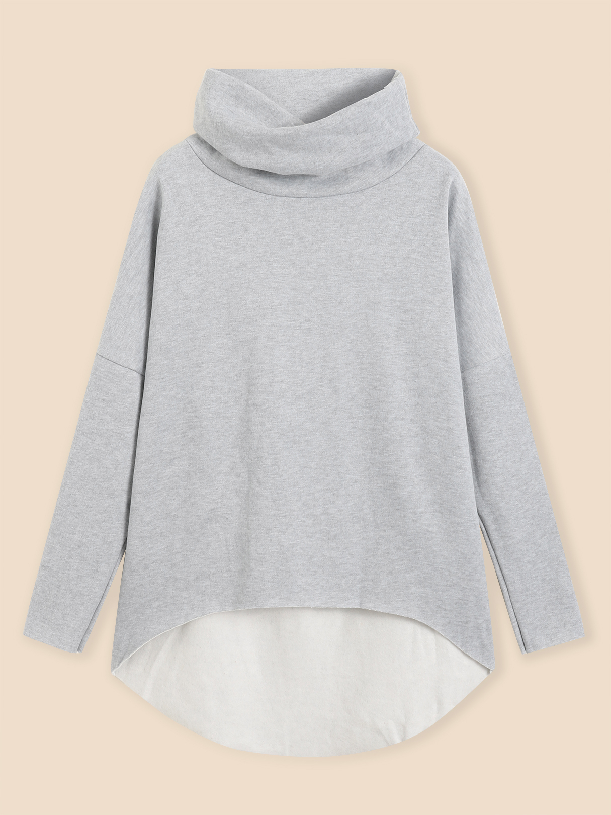 YOINS BASICS Grey High Neck Irregular Hem Casual Sweatshirt