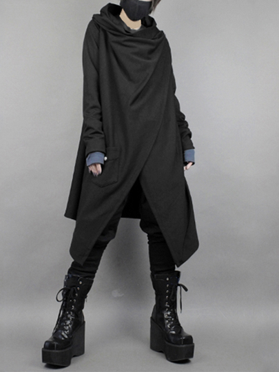 Men Japanese Style Irregular Mid-length Plain Coat Cardigan