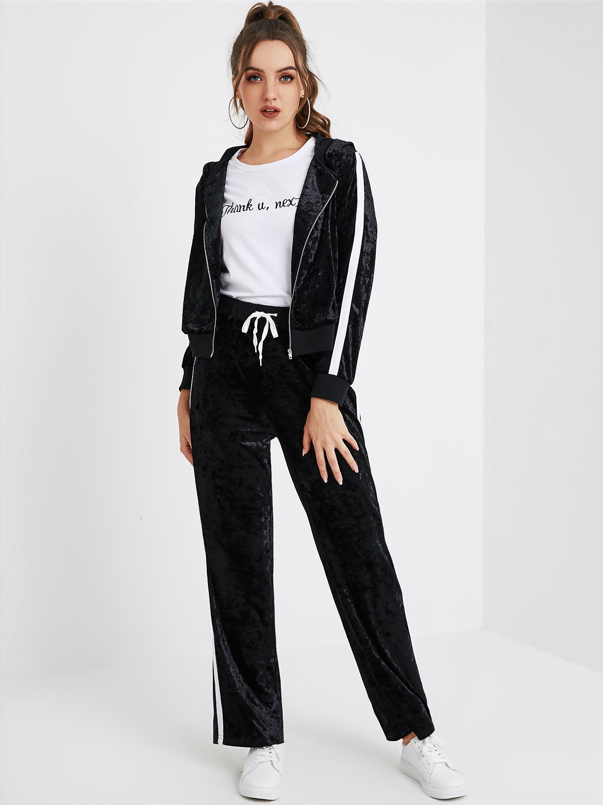 YOINS Hooded Velvet Coat