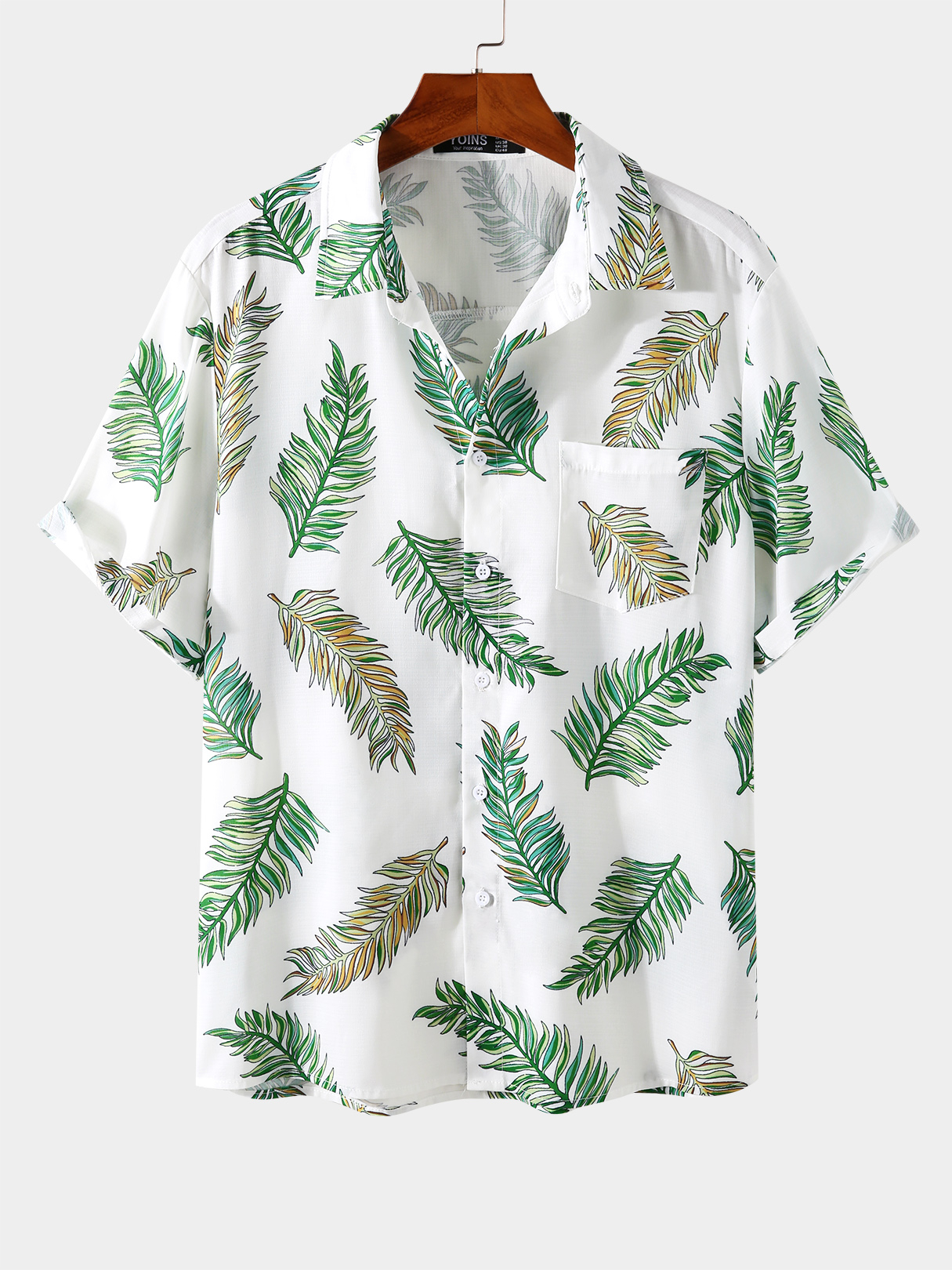 Men Casual Tropical Leaf Print Print Short Sleeve Shirt