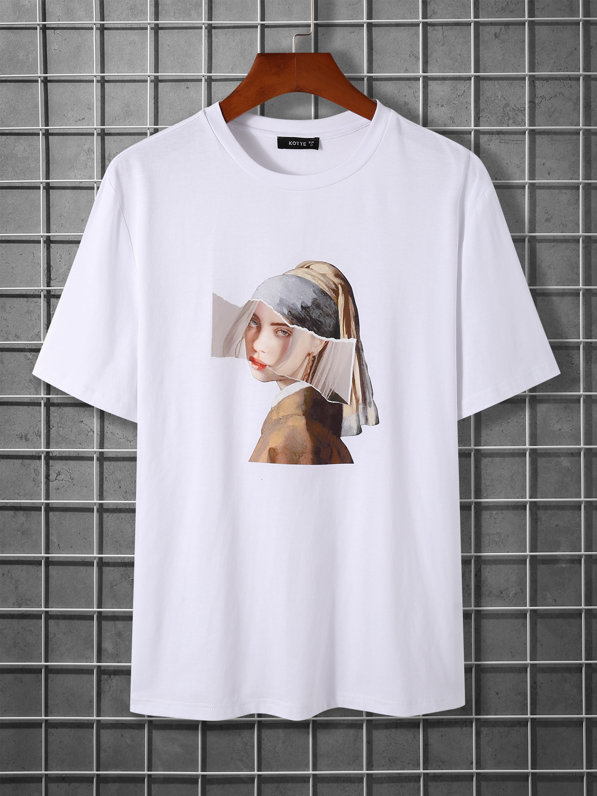 KOYYE Men Casual Figure Print T-Shirt
