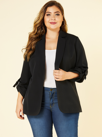 YOINS Plus Size Black Lapel Collar Blazer
