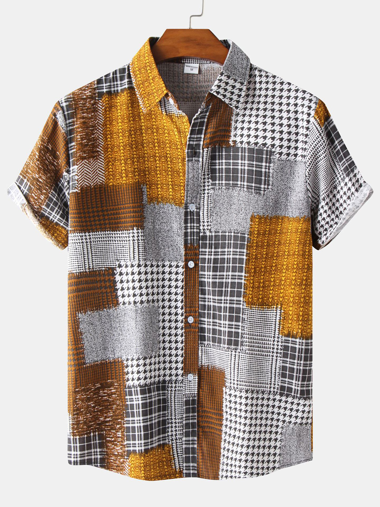 Men Color Block Patchwork Casual Shirt