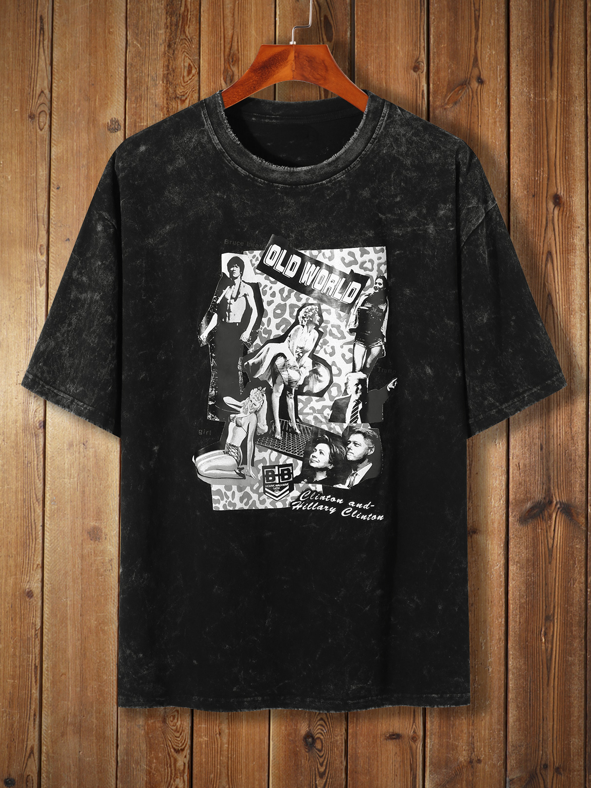 Men Casual Washed Ash Graphic T-shirt