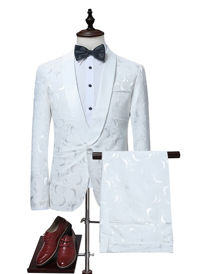 KOYYE Men Business Party Print Blazer Suit