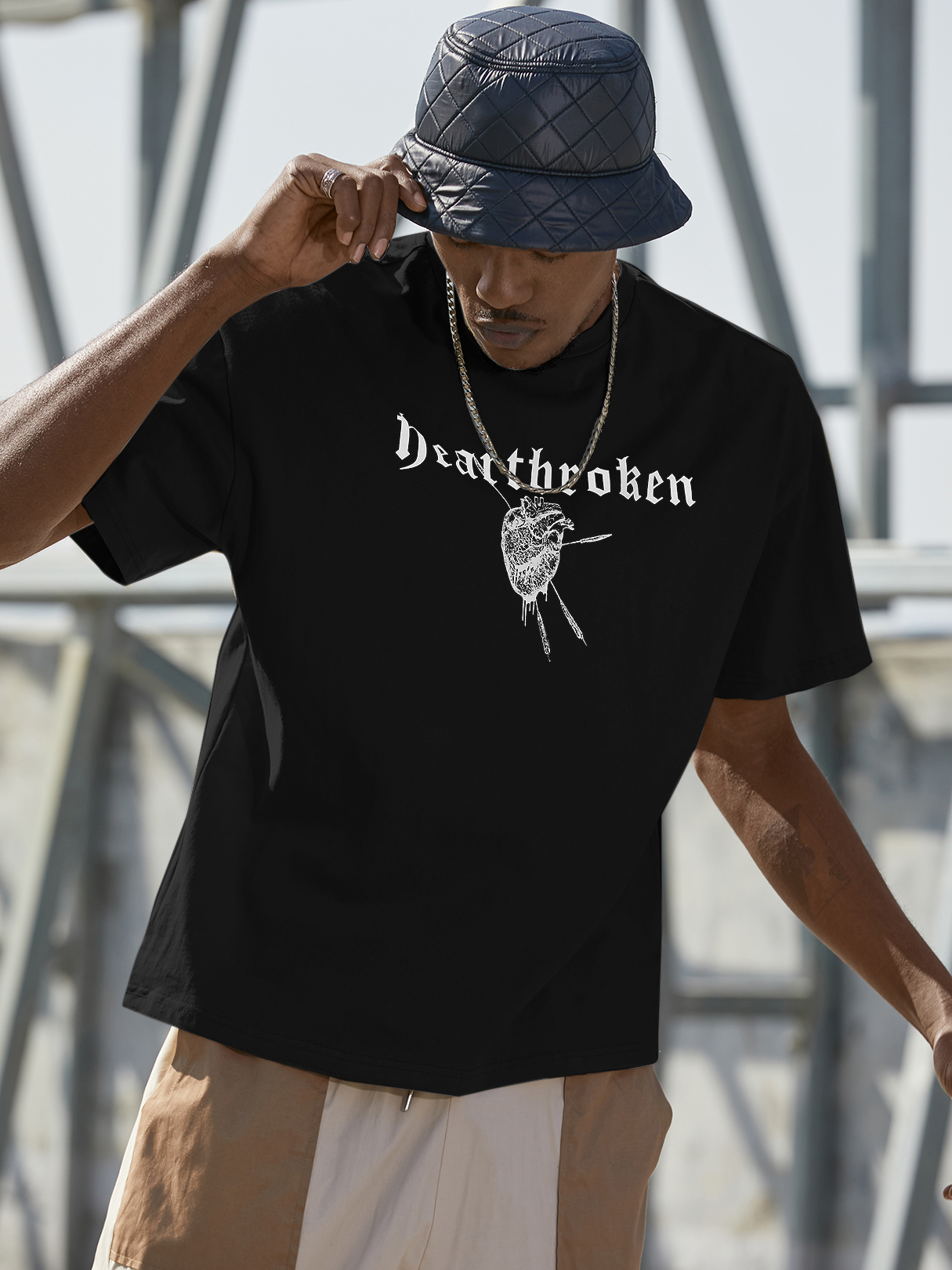 KOYYE Men Casual Graphic Letter Soft T-Shirt