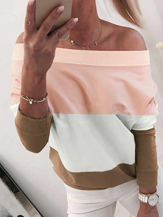 YOINS Casual Multicolor Round Neck Long Sleeves Sweatshirt