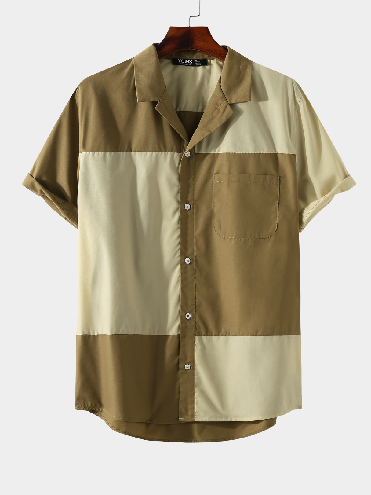 Men Casual Summer Color Block Shirt