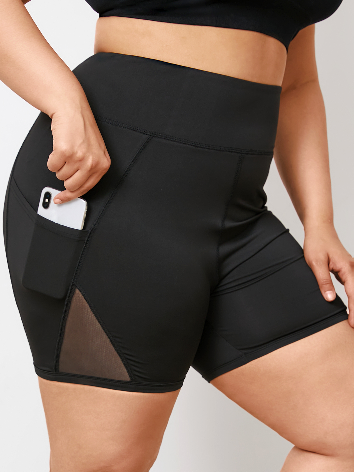 YOINS Plus Size Black Pocket Sporty Shorts
