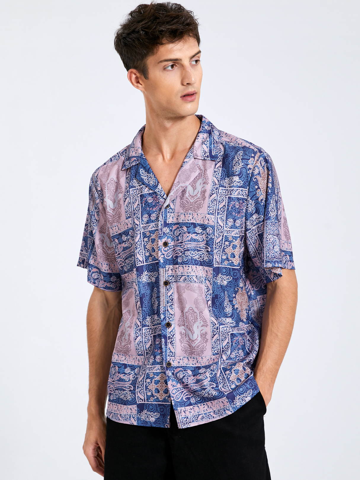 Men Tribal Print Button Shirt