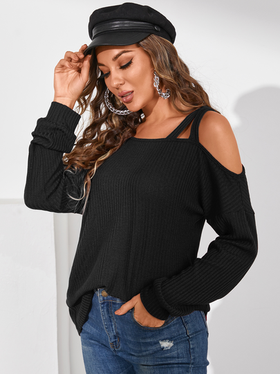 YOINS Casual Cold Shoulder Long Sleeves Tee