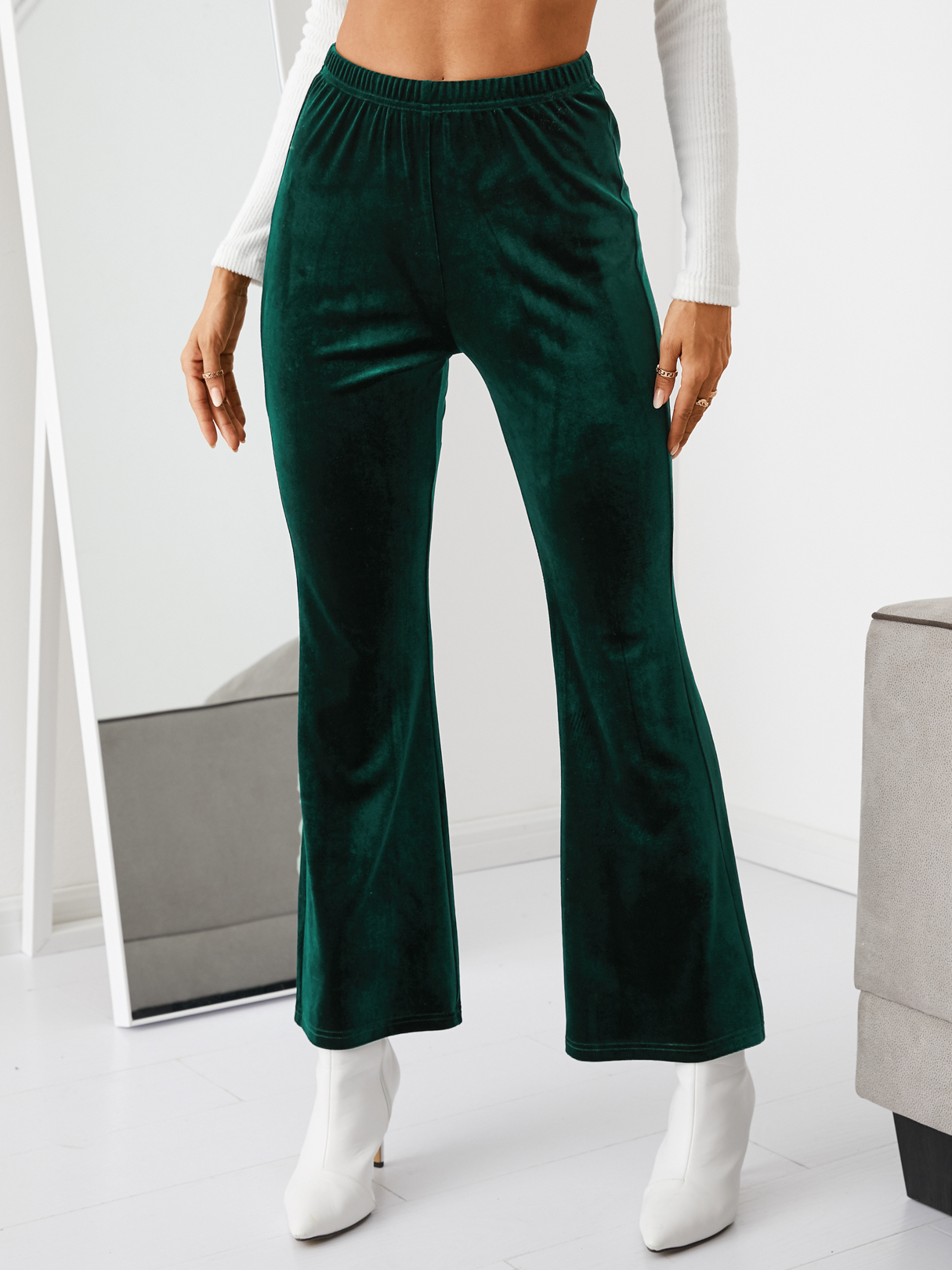 YOINS Velvet Stretch Waistband Flare Pants