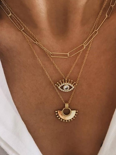 Graphic Gold Multi-layer Necklace