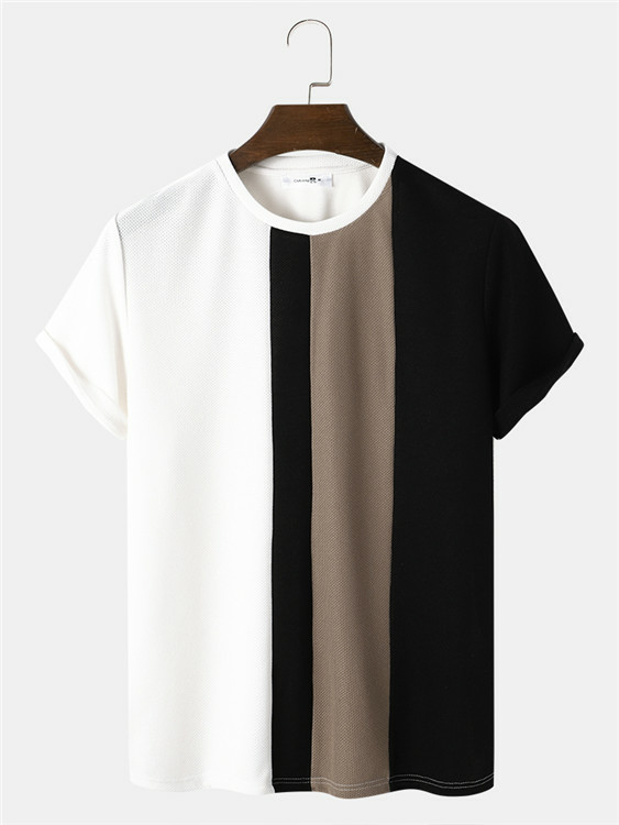 ChArmkpR Men Multicolor Color Block Patchwork Super Soft T-Shirt