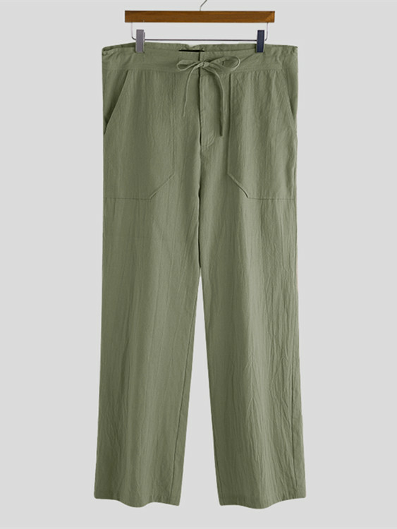 INCERUN Men Cotton Linen Breathable Loose Baggy Casual Pants
