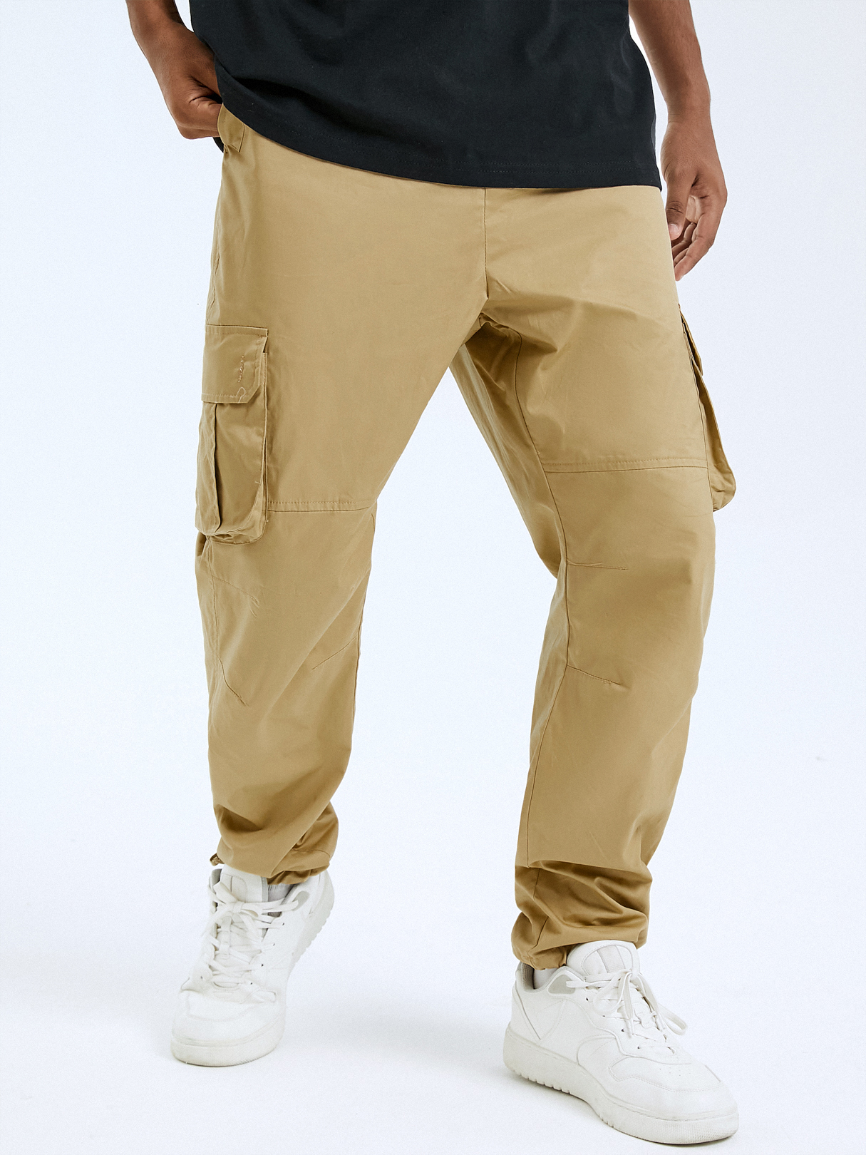 Men Casual Drawstring Hem Cargo Pants