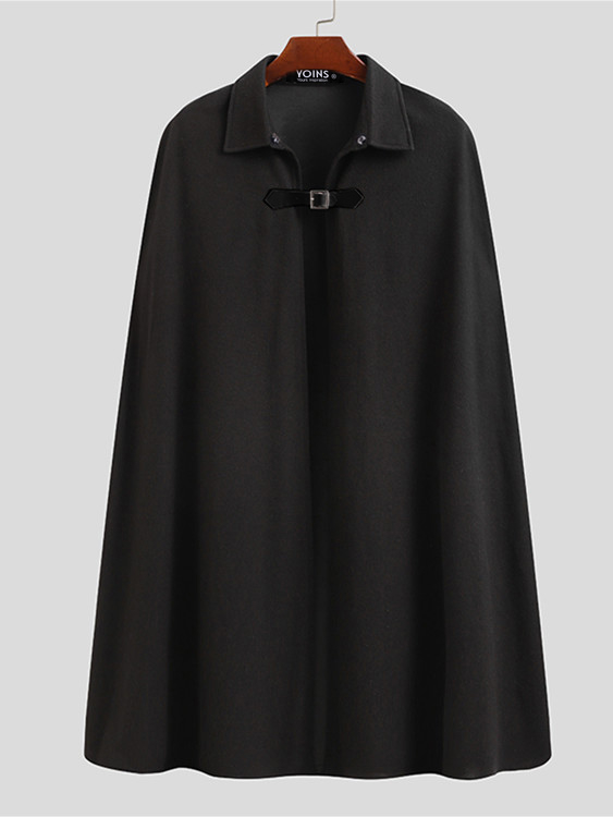 Men Fashion Spring Plain Single Button Cloak Cape Coat