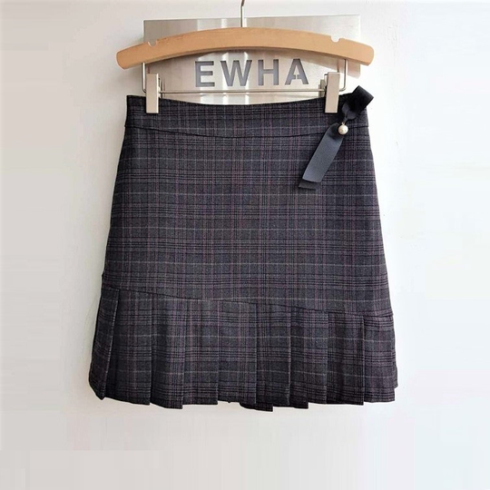 Seoulflash - Band-Waist Pleated Hem Inset Mini Skirt - Black/One Size