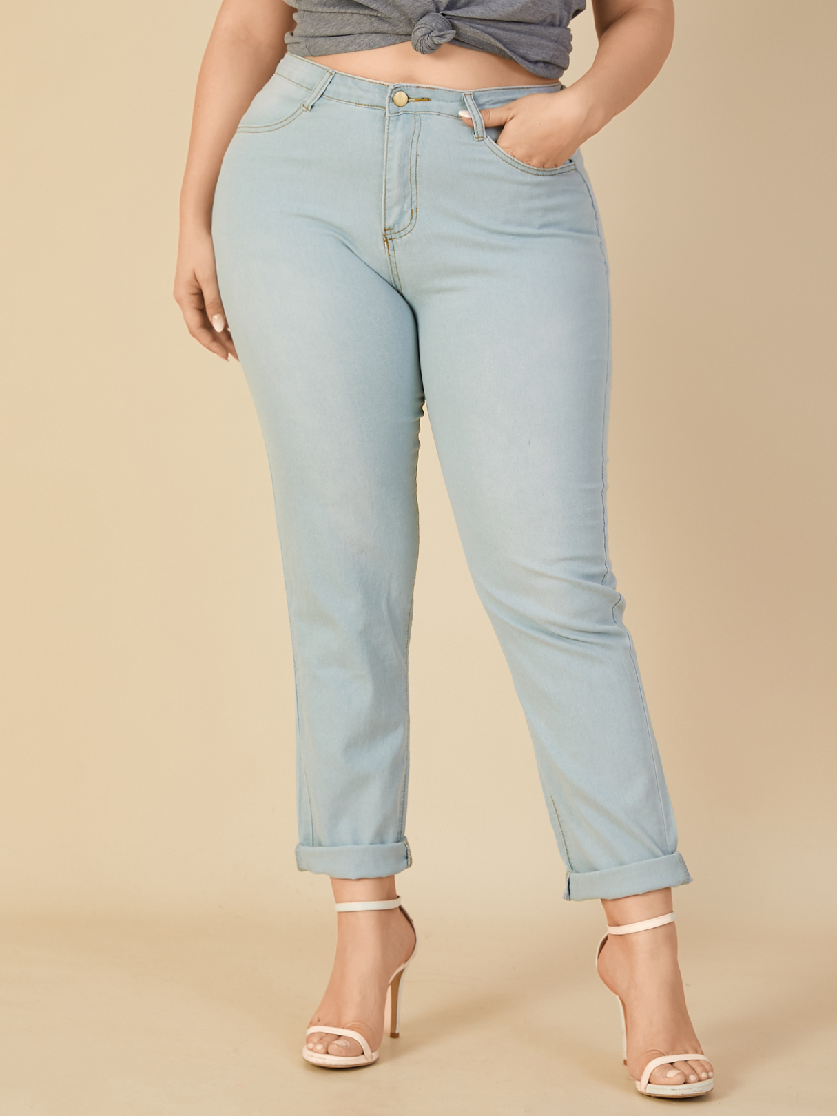 Plus Size Pocket Design Zip Design Pants