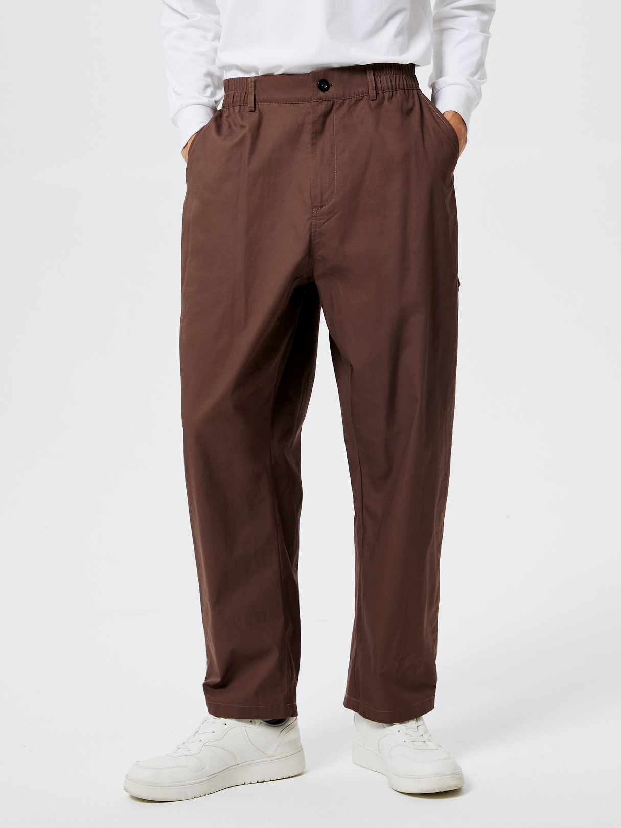 Men Fashion Pocket Splice Elastic Waist Casual Pants