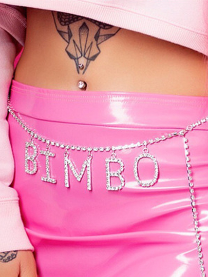 Sexy Rhinestone Inlay Adjustable Letter Beach Waist Chain Body Chain