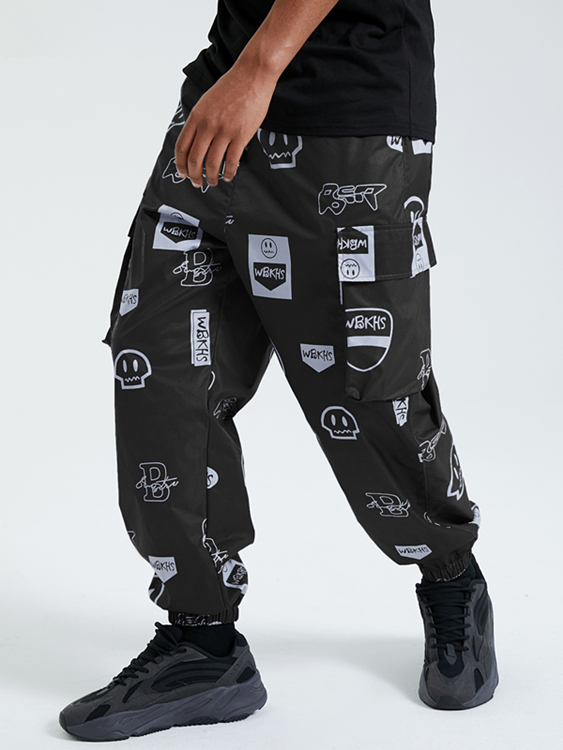 KOYYE Men Hip Hop Cool Letter Cartoon Printing Pants