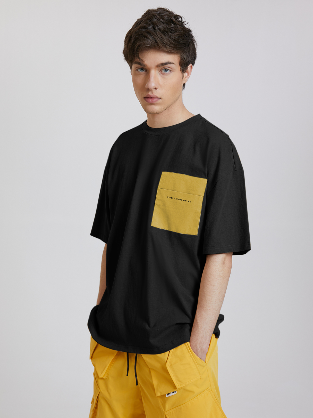KOYYE Men Casual Patchwork Color Block Cotton T-Shirt