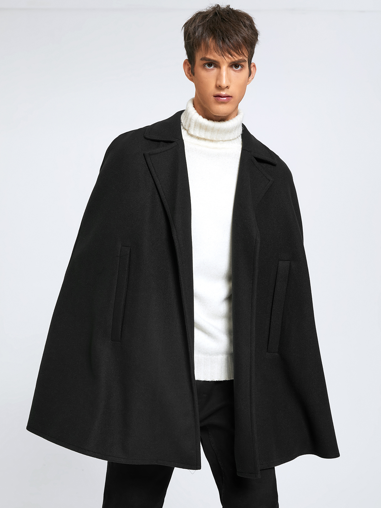 Men Fashion Plain Cloak Cape Design Coat