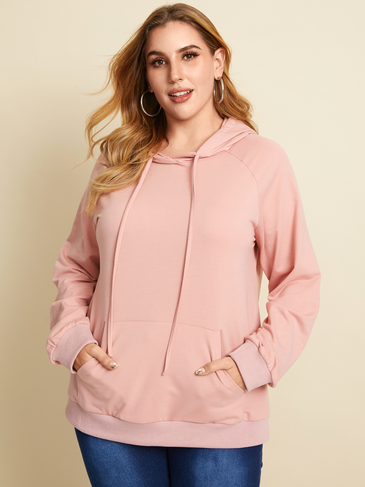 YOINS Plus Size Hooded Design Pocket Design Long Sleeves Sweatshirt