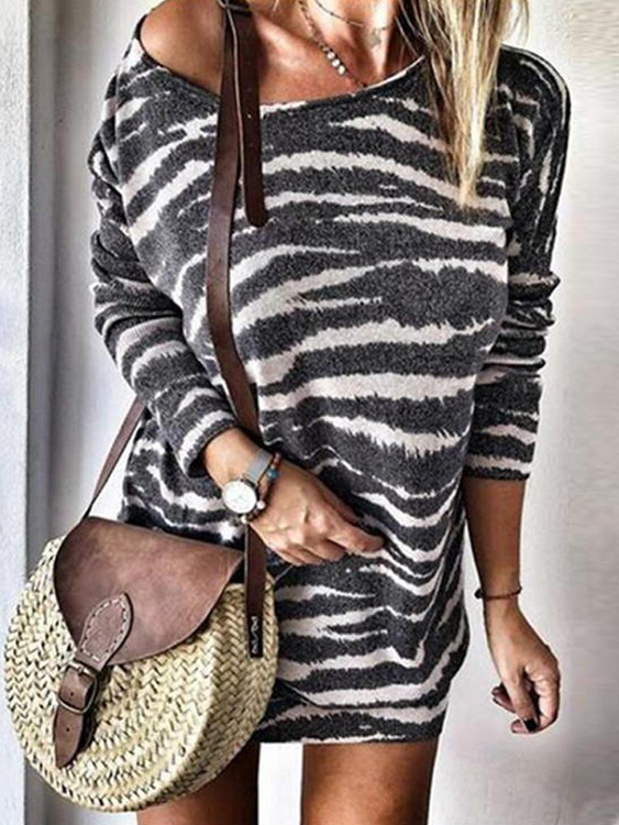 YOINS Zebra Stripe Round Neck Tee