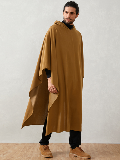 Men Winter Woolen Loose Bat Sleeves Cloak Cape Hoodie