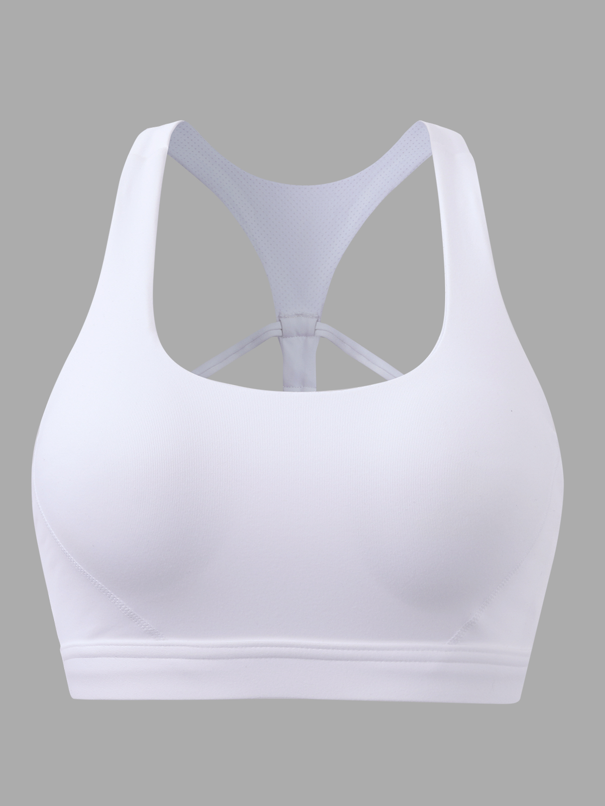 Medium Impact Cut Out Wireless Detail Elastic Sports Bra in White
