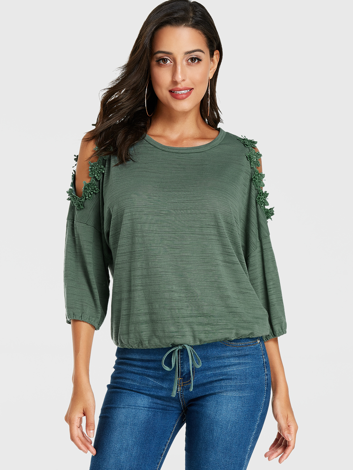 Green Cold Shoulder Tee
