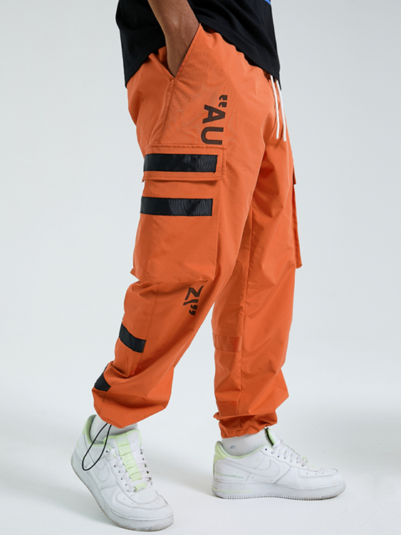 Men Fashion Hip Hop Letter Print Cargo Pants