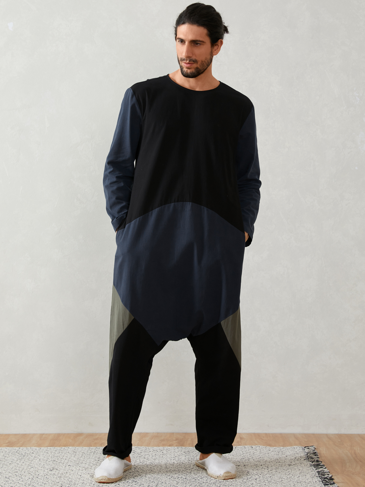 Men Color Block Loose Harem Casual Jumpsuit