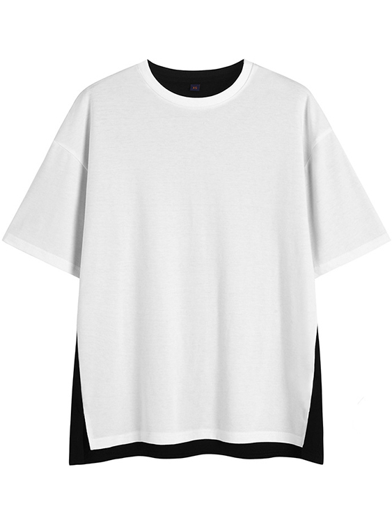 Men Loose Color Block Patchwork T-shirt