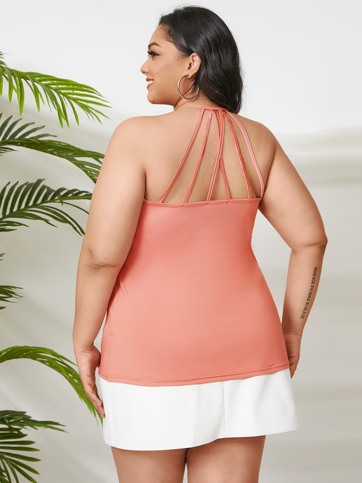 YOINS Plus Size Halter Backless Design Criss-Cross Sleeveless Cami