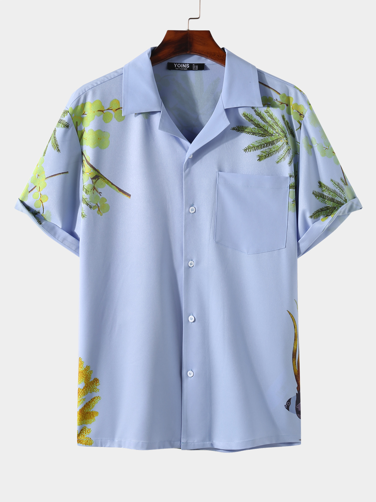 Men Underwater Coral Print Pocket Shirt