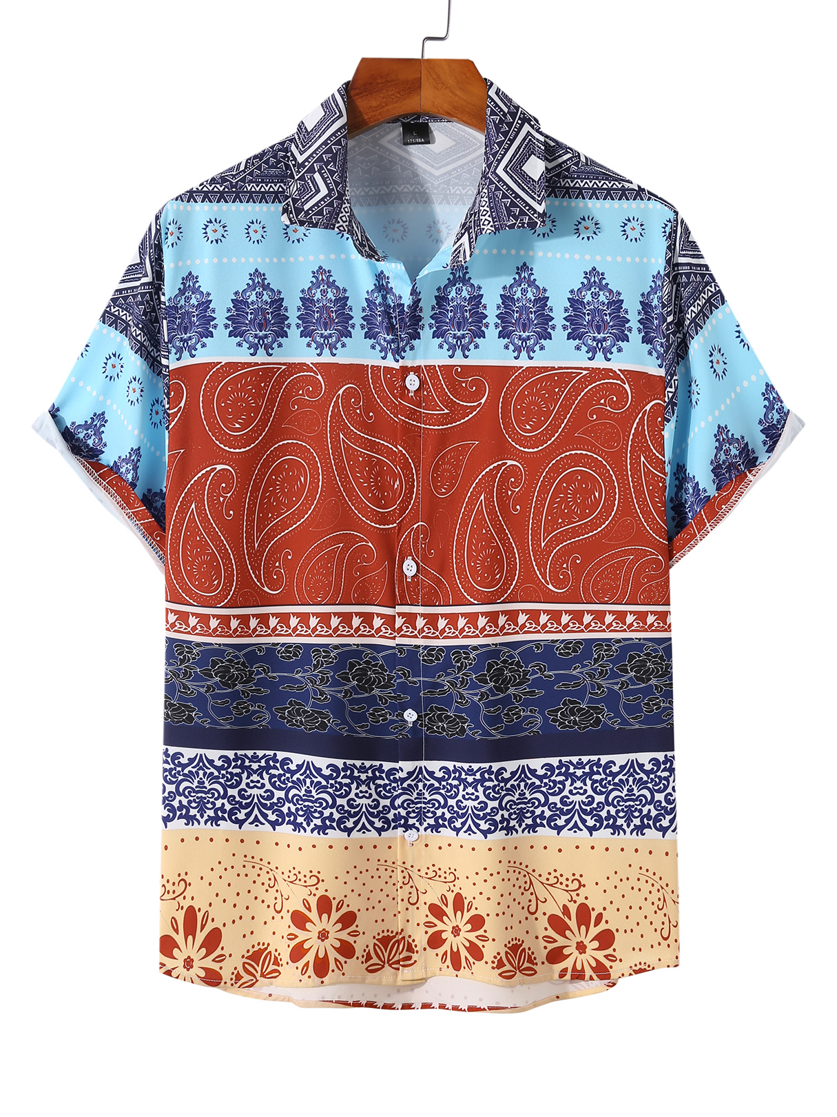 Men Ethnic And Striped Print Shirt